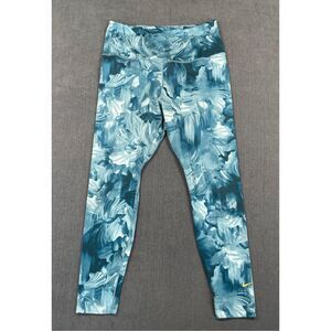 Nike Dri-FIT Leggings Women L Blue Floral High Rise Workout Yoga Athleisure